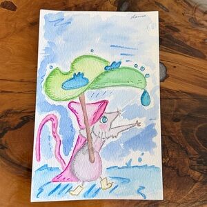 Whimsical Mouse Watercolor Art